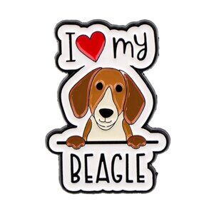 I ❤️ My Beagle Enamel Pin – Cute Beagle Dog Lover Lapel Pin